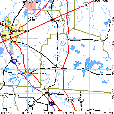 Zip code 31636 close-up map
