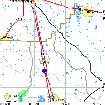 Zip code 31637 close-up map