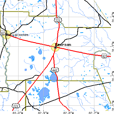 Zip code 31642 close-up map