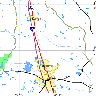 Zip code 31647 close-up map