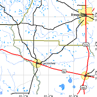 Zip code 31650 close-up map