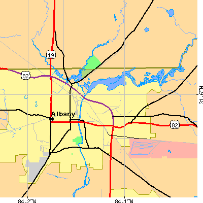 Zip code 31701 close-up map