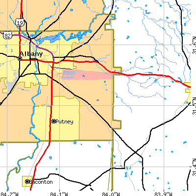 Zip code 31705 close-up map