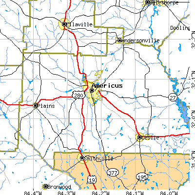 Zip code 31709 close-up map