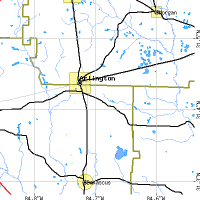 Zip code 31713 close-up map