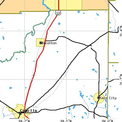 Zip code 31716 close-up map