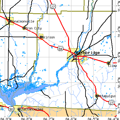 Zip code 31717 close-up map