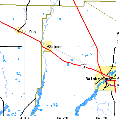 Zip code 31725 close-up map