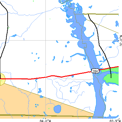 Zip code 31735 close-up map