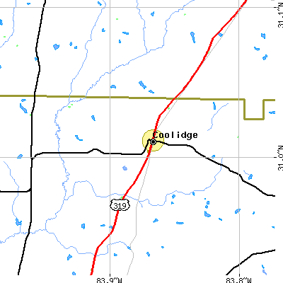 Zip code 31738 close-up map