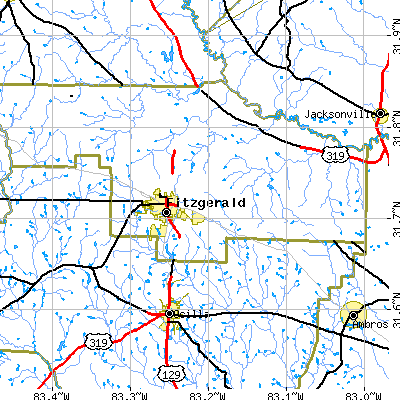 Zip code 31750 close-up map