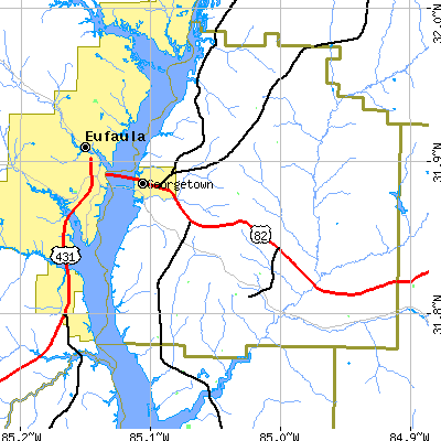 Zip code 31754 close-up map