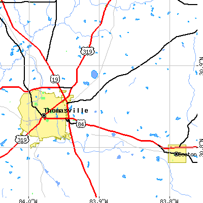 Zip code 31757 close-up map