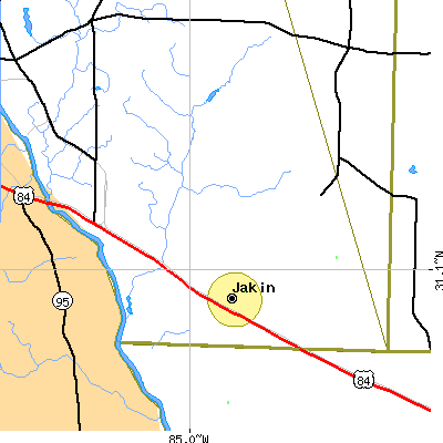Zip code 31761 close-up map