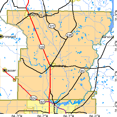 Zip code 31763 close-up map