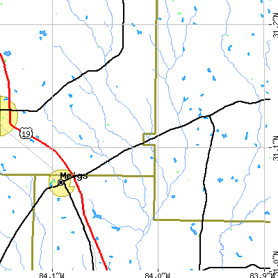 Zip code 31765 close-up map