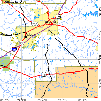 Zip code 36804 close-up map