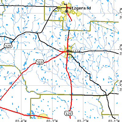Zip code 31774 close-up map
