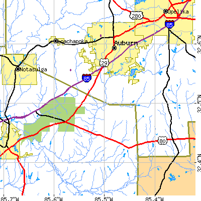 Zip code 36830 close-up map