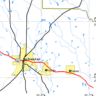 Zip code 31781 close-up map