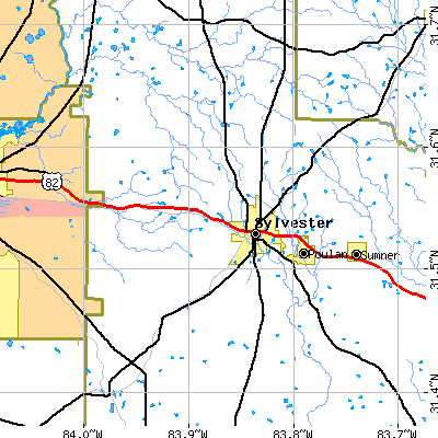Zip code 31791 close-up map