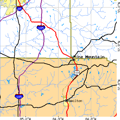 Zip code 31822 close-up map