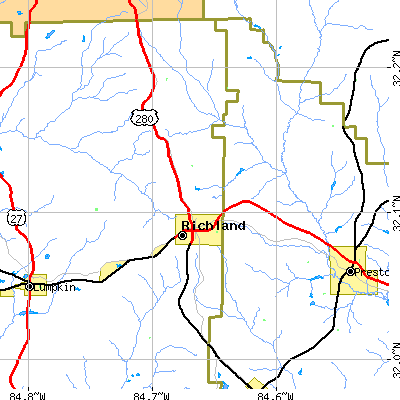 Zip code 31825 close-up map