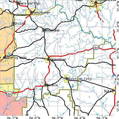 Zip code 31827 close-up map