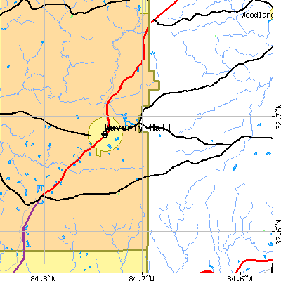 Zip code 31831 close-up map