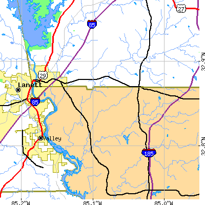 Zip code 31833 close-up map