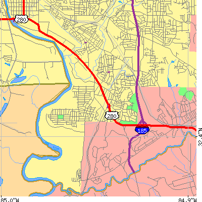 Zip code 31903 close-up map