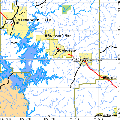 Zip code 36853 close-up map