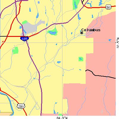 Zip code 31907 close-up map