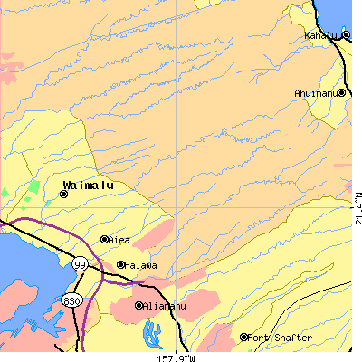 Zip code 96701 close-up map