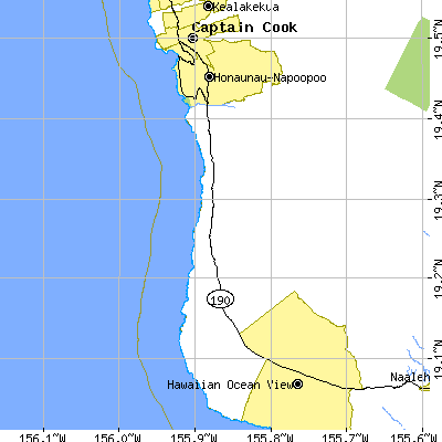 Zip code 96704 close-up map