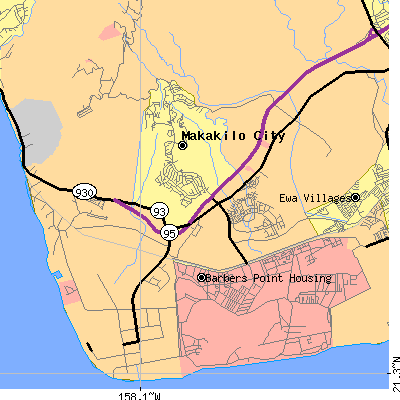 Zip code 96707 close-up map