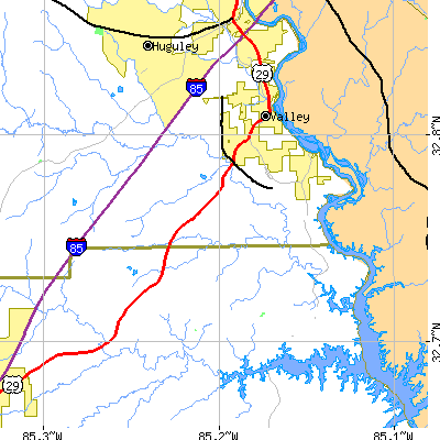 Zip code 36854 close-up map