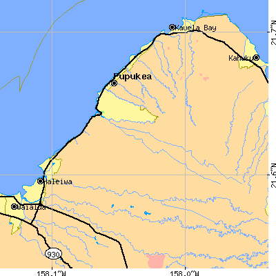 Zip code 96712 close-up map