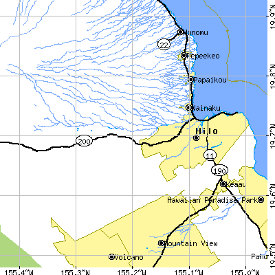 Zip code 96720 close-up map