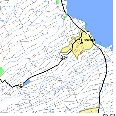 Zip code 96728 close-up map