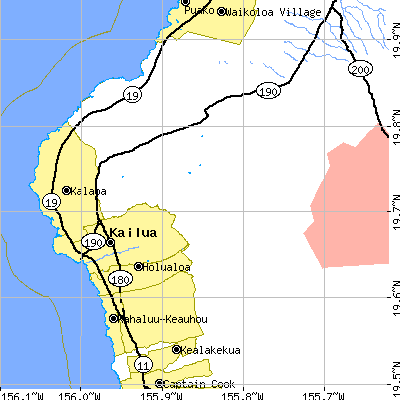 Zip code 96740 close-up map