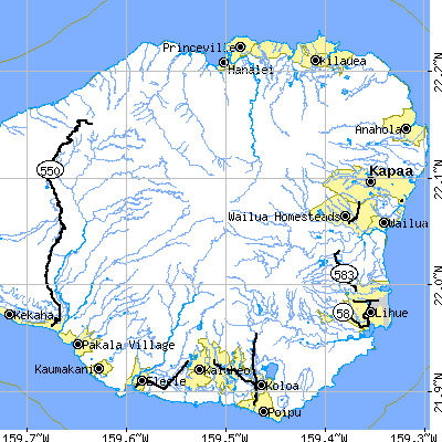 Zip code 96741 close-up map