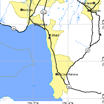 Zip code 96753 close-up map