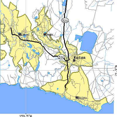 Zip code 96756 close-up map