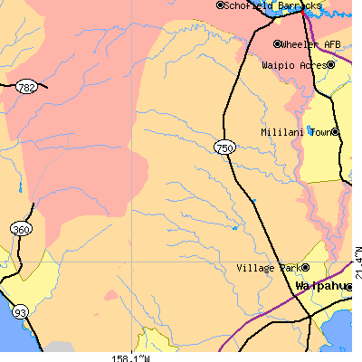 Zip code 96759 close-up map