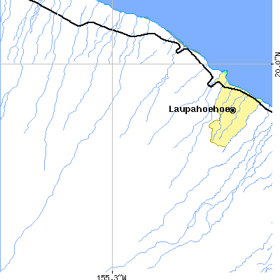 Zip code 96764 close-up map