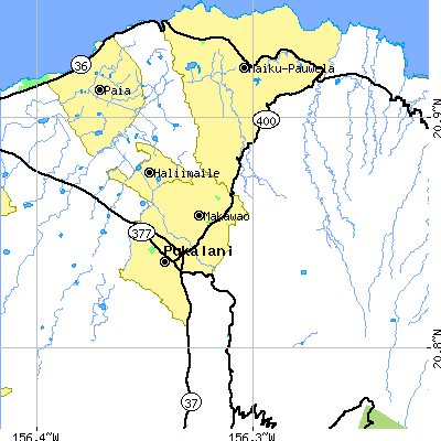 Zip code 96768 close-up map