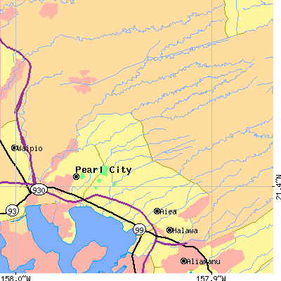 Zip code 96782 close-up map