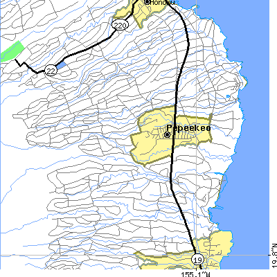 Zip code 96783 close-up map
