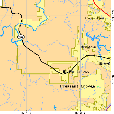Zip code 35118 close-up map